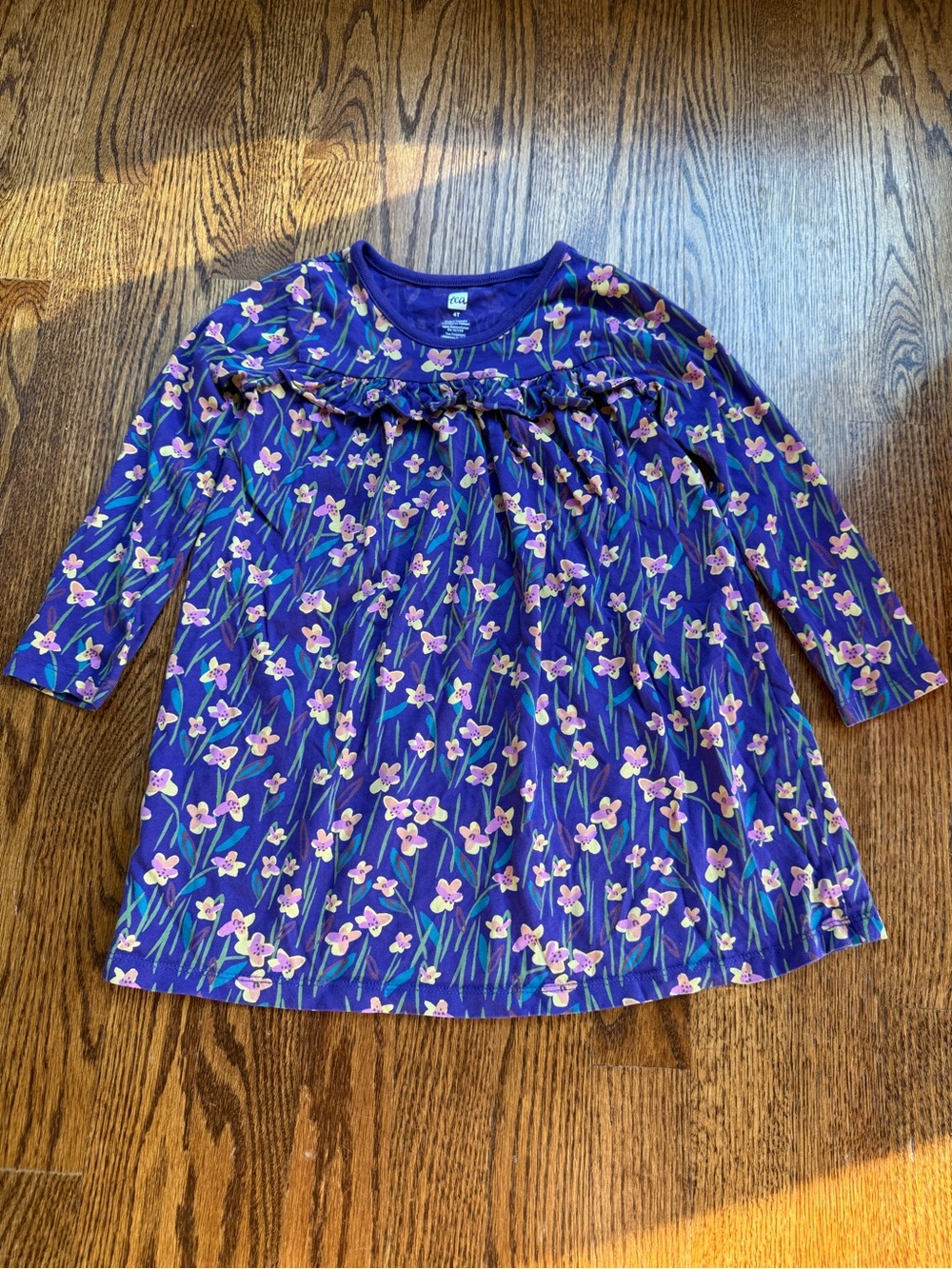 Tea Collection Purple Floral Long Sleeve Dress Sz 4